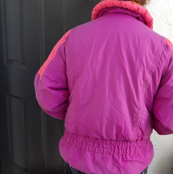 VTG Edelweiss Jacket Ski Color Block Kangaroo Pink - Picture 10 of 11